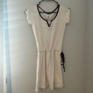 White Dress with Burgundy Trim